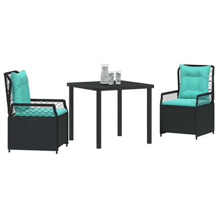 Trädgårdsmöbelset 3 pcs Svart konstrotting