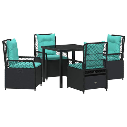 Trädgårdsmöbelset 5 pcs Svart konstrotting