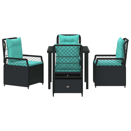 Trädgårdsmöbelset 5 pcs Svart konstrotting
