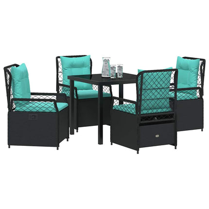 Trädgårdsmöbelset 5 pcs Svart konstrotting