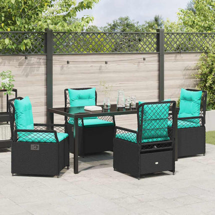 Trädgårdsmöbelset 5 pcs Svart konstrotting