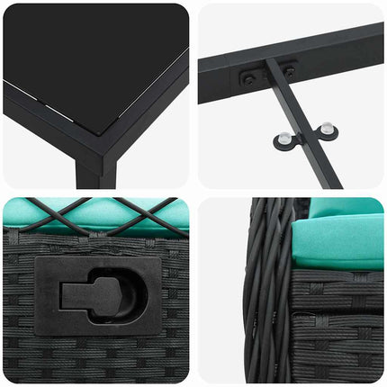 Trädgårdsmöbelset 7 pcs Svart konstrotting