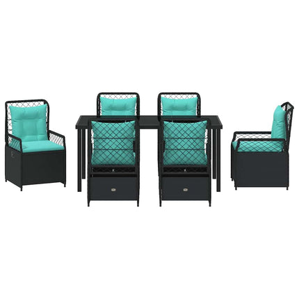 Trädgårdsmöbelset 7 pcs Svart konstrotting