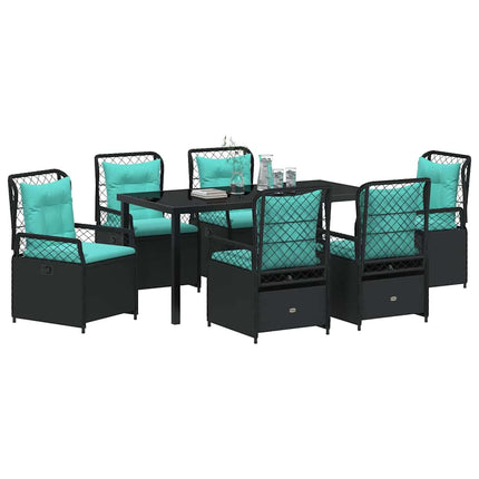 Trädgårdsmöbelset 7 pcs Svart konstrotting