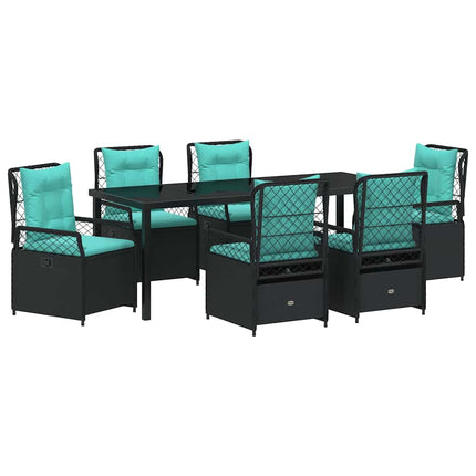 Trädgårdsmöbelset 7 pcs Svart konstrotting