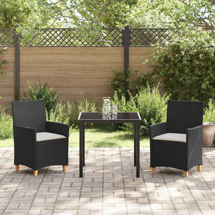 Trädgårdsmöbelset 3 pcs Svart konstrotting