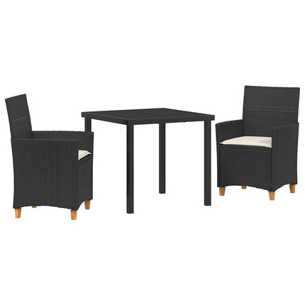 Trädgårdsmöbelset 3 pcs Svart konstrotting
