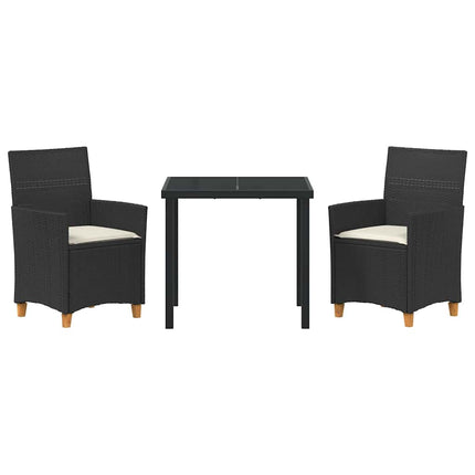 Trädgårdsmöbelset 3 pcs Svart konstrotting