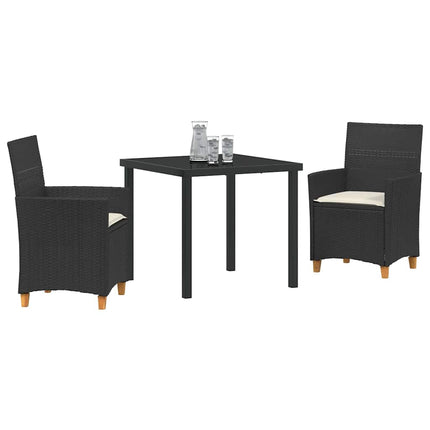 Trädgårdsmöbelset 3 pcs Svart konstrotting
