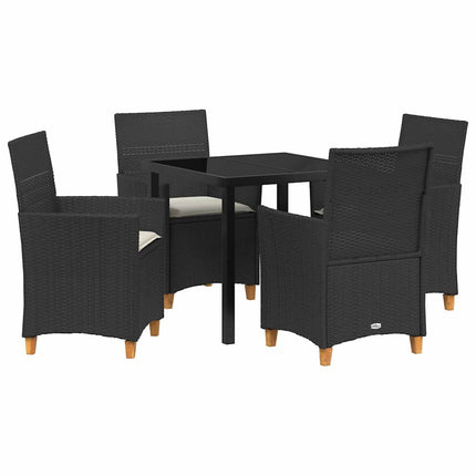 Trädgårdsmöbelset 5 pcs Svart konstrotting