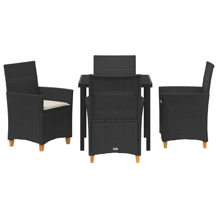 Trädgårdsmöbelset 5 pcs Svart konstrotting