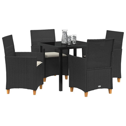 Trädgårdsmöbelset 5 pcs Svart konstrotting