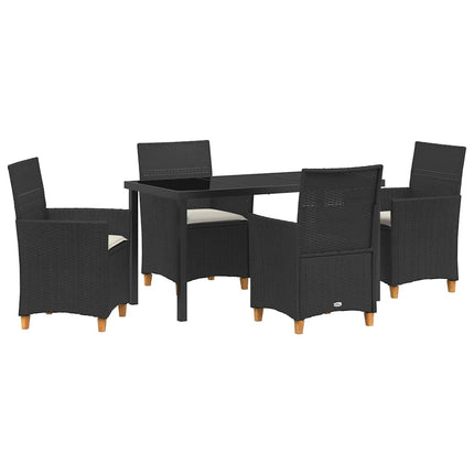 Trädgårdsmöbelset 5 pcs Svart konstrotting