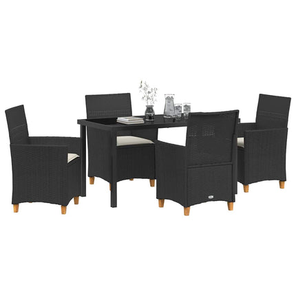 Trädgårdsmöbelset 5 pcs Svart konstrotting