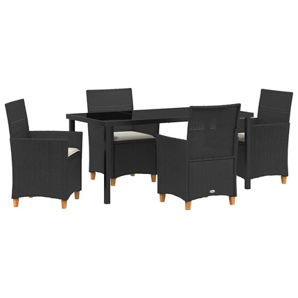 Trädgårdsmöbelset 5 pcs Svart konstrotting