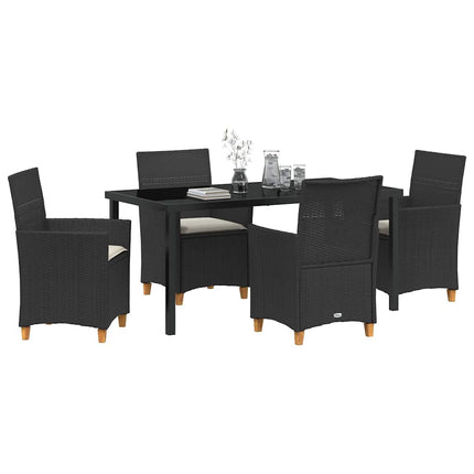 Trädgårdsmöbelset 5 pcs Svart konstrotting