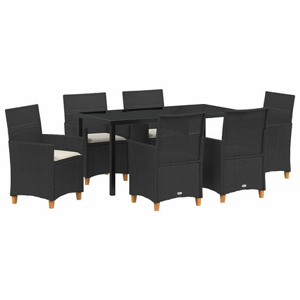 Trädgårdsmöbelset 7 pcs Svart konstrotting