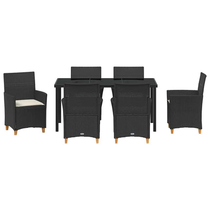 Trädgårdsmöbelset 7 pcs Svart konstrotting