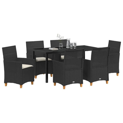 Trädgårdsmöbelset 7 pcs Svart konstrotting