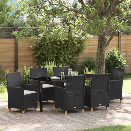 Trädgårdsmöbelset 7 pcs Svart konstrotting