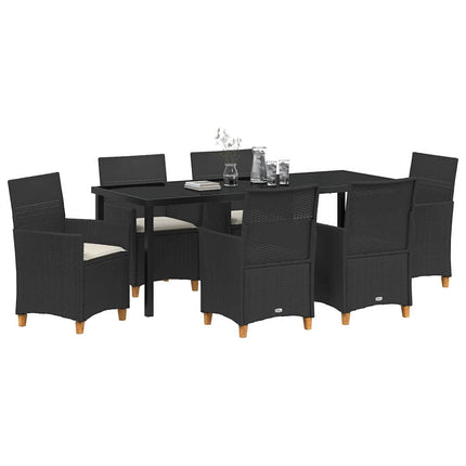 Trädgårdsmöbelset 7 pcs Svart konstrotting