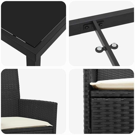 Trädgårdsmöbelset 9 pcs Svart konstrotting
