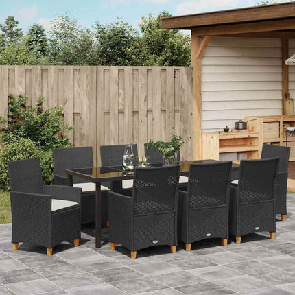 Trädgårdsmöbelset 9 pcs Svart konstrotting