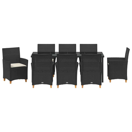Trädgårdsmöbelset 9 pcs Svart konstrotting