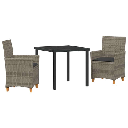 Trädgårdsmöbelset 3 pcs Grå konstrotting