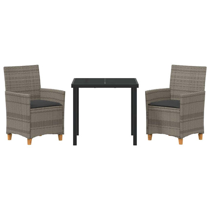 Trädgårdsmöbelset 3 pcs Grå konstrotting