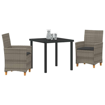 Trädgårdsmöbelset 3 pcs Grå konstrotting