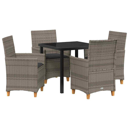 Trädgårdsmöbelset 5 pcs Grå konstrotting
