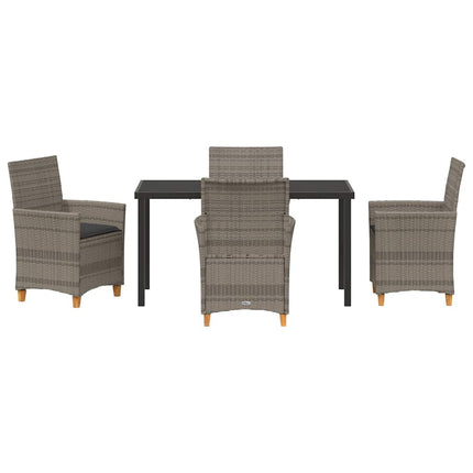 Trädgårdsmöbelset 5 pcs Grå konstrotting