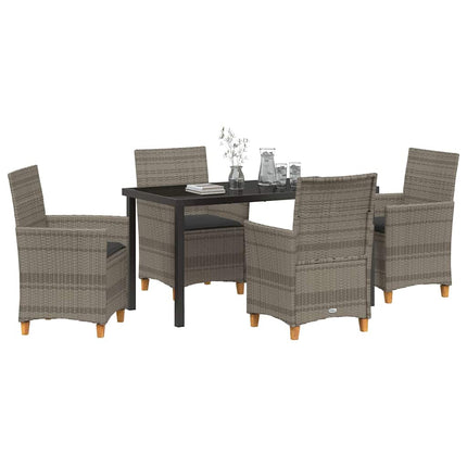 Trädgårdsmöbelset 5 pcs Grå konstrotting