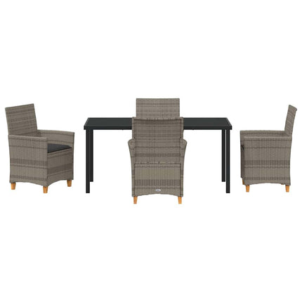 Trädgårdsmöbelset 5 pcs Grå konstrotting