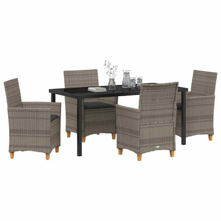 Trädgårdsmöbelset 5 pcs Grå konstrotting