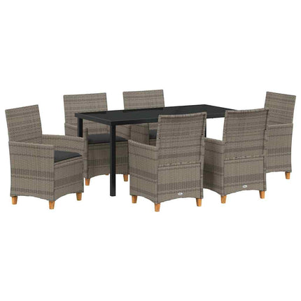 Trädgårdsmöbelset 7 pcs Grå konstrotting