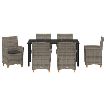 Trädgårdsmöbelset 7 pcs Grå konstrotting