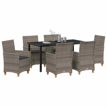 Trädgårdsmöbelset 7 pcs Grå konstrotting