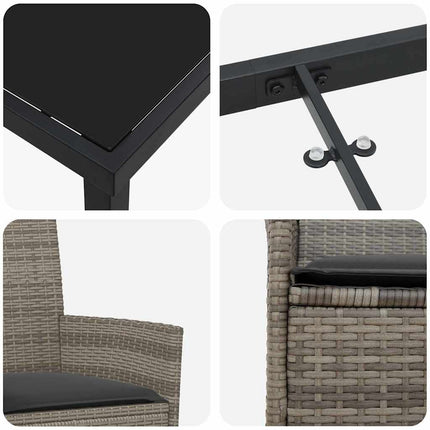 Trädgårdsmöbelset 9 pcs Grå konstrotting