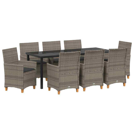 Trädgårdsmöbelset 9 pcs Grå konstrotting