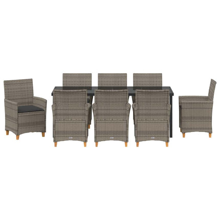 Trädgårdsmöbelset 9 pcs Grå konstrotting