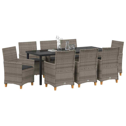 Trädgårdsmöbelset 9 pcs Grå konstrotting