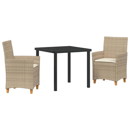 Trädgårdsmöbelset 3 pcs Beige konstrotting