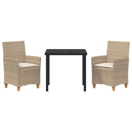 Trädgårdsmöbelset 3 pcs Beige konstrotting