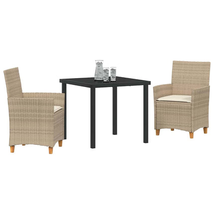 Trädgårdsmöbelset 3 pcs Beige konstrotting