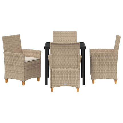Trädgårdsmöbelset 5 pcs Beige konstrotting