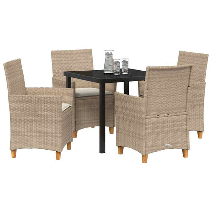 Trädgårdsmöbelset 5 pcs Beige konstrotting