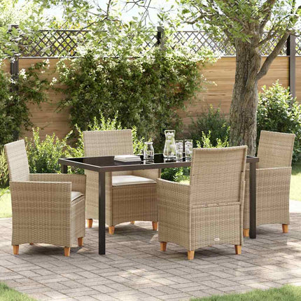 Trädgårdsmöbelset 5 pcs Beige konstrotting