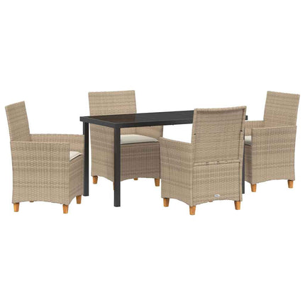 Trädgårdsmöbelset 5 pcs Beige konstrotting